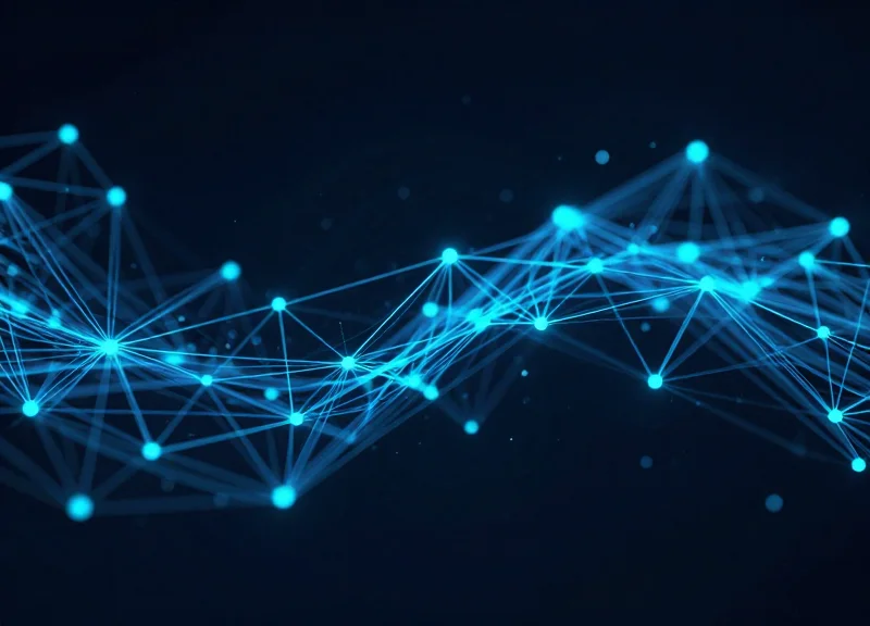 Abstract visualization of glowing digital nodes and data streams representing stable network connectivity.