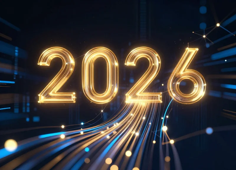 Abstract digital visualization of futuristic retail technology and data flow nodes in 2026