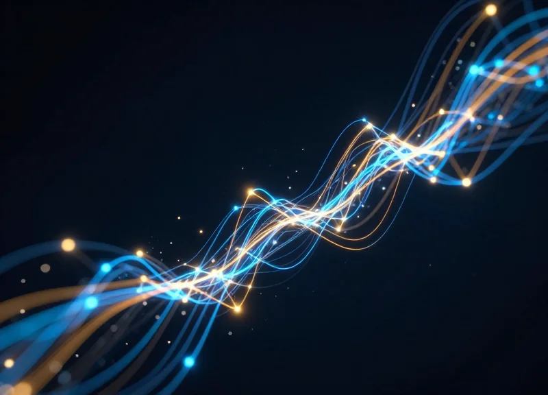 Abstract digital data flow representing lens aperture and MTF chart information architecture