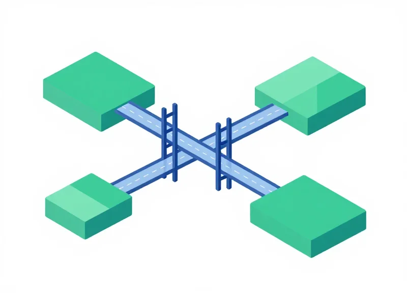 A flat vector illustration representing the merging of data silos in a retail environment.