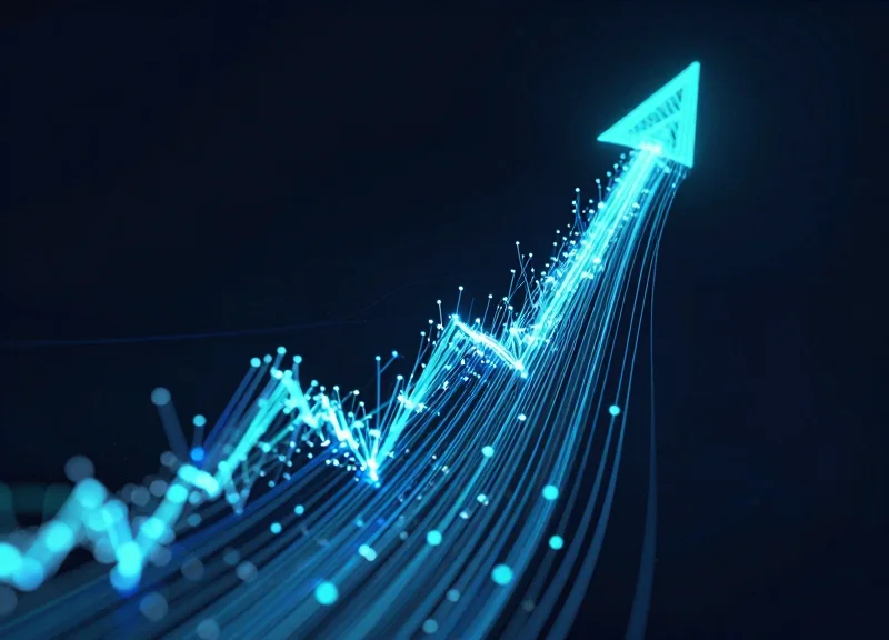 Abstract digital data visualization representing efficiency and ROI growth in a cold chain business.
