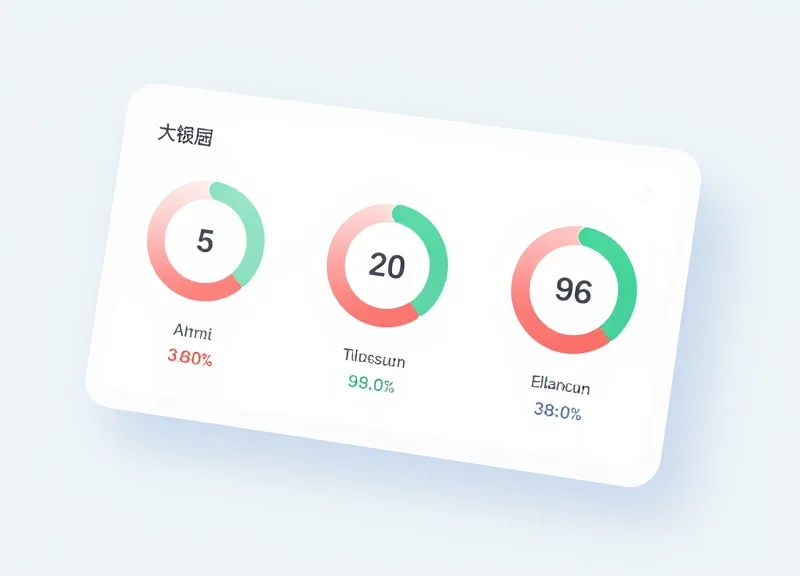 Modern dashboard interface mockup with progress indicators and status cards using glassmorphism effects.