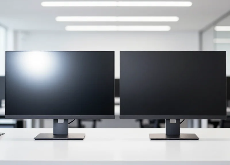 Side-by-side comparison of a standard glowing tablet screen with glare versus a clear, non-reflective e-ink display.