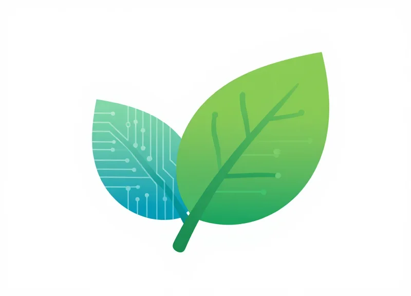 A flat vector illustration representing the intersection of digital technology and environmental sustainability.