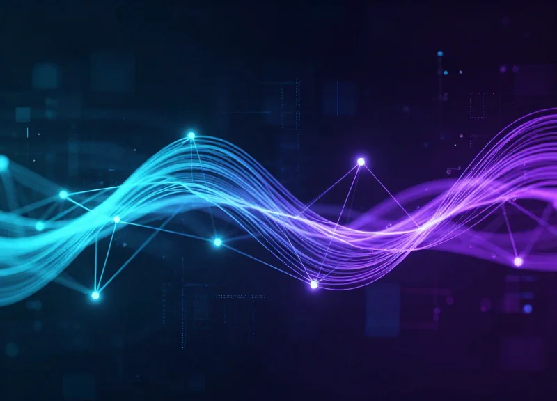 Abstract visualization of high-speed wireless connectivity for library devices.