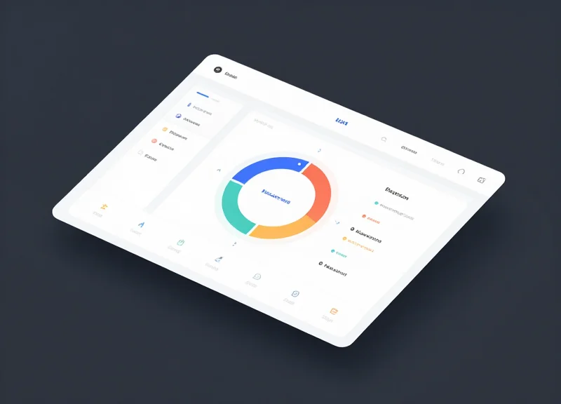 A modern museum management software dashboard featuring abstract interface elements and glassmorphism cards.
