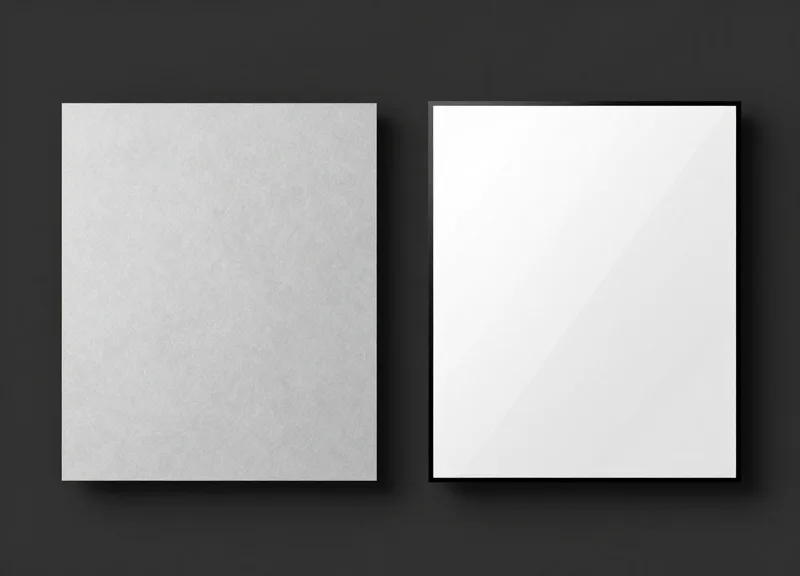 Side-by-side comparison of a matte paper-like e-ink screen and a glossy backlit LCD screen.