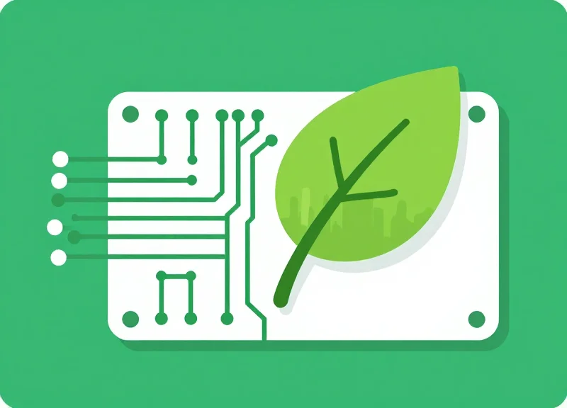 A flat vector illustration representing the intersection of digital technology and environmental sustainability.
