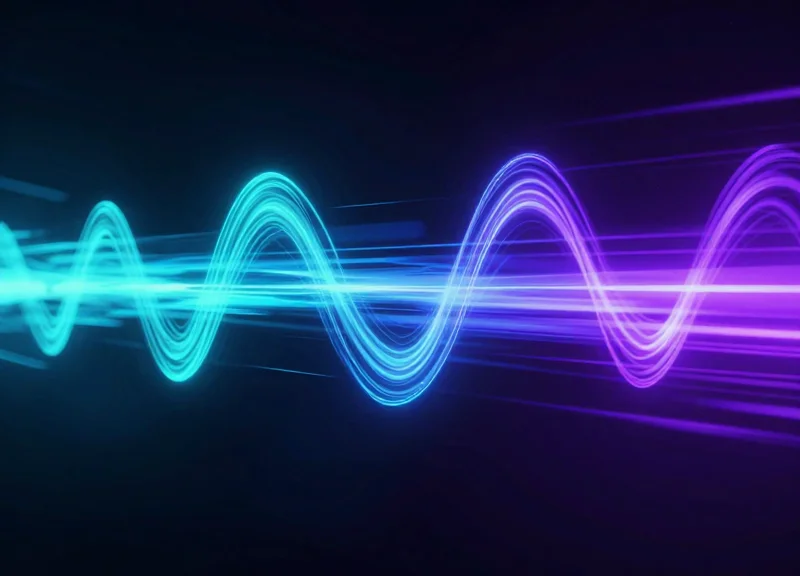 Abstract visualization of high-speed data transfer and synchronization with glowing fiber optic trails.