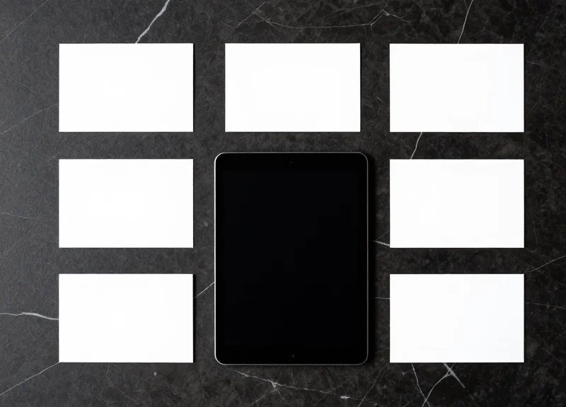 Professional installation kit for electronic labels including multiple tags and a handheld device.