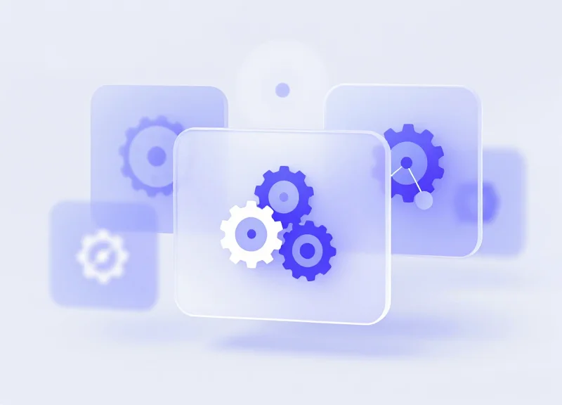 Abstract interface showing the synchronization between retail management systems.