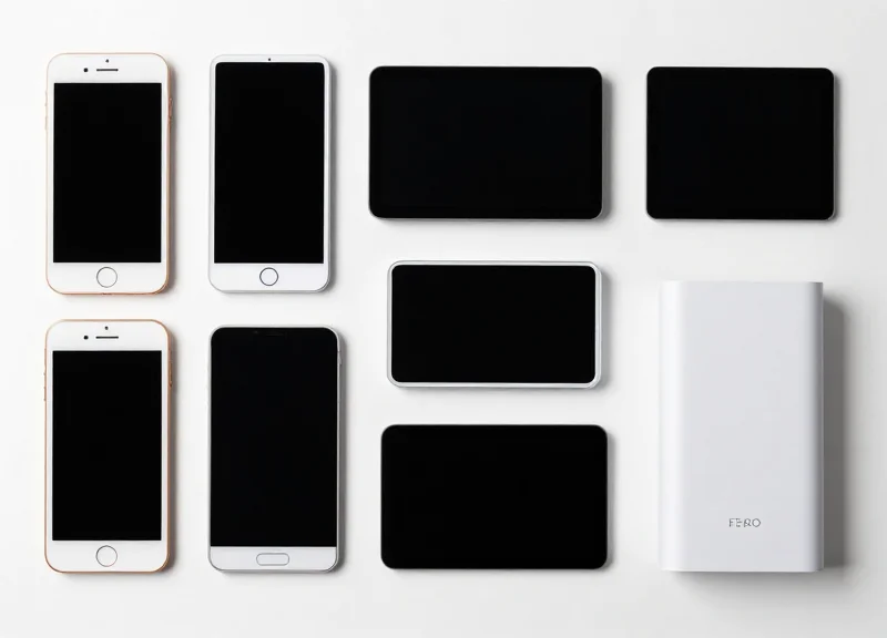 Top-down view of electronic shelf labels and wireless gateway hardware.
