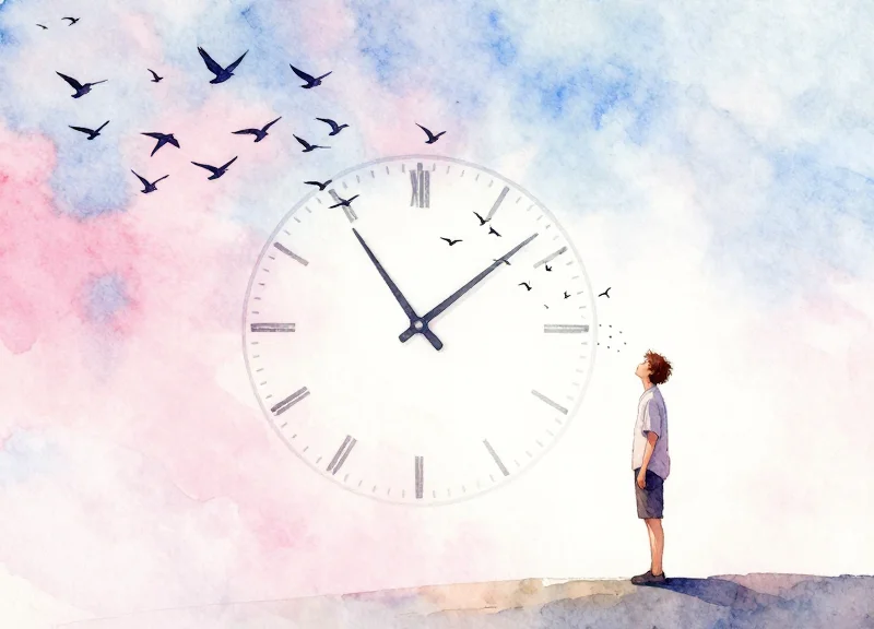 Watercolor painting representing the psychological feeling of time moving faster and easier.