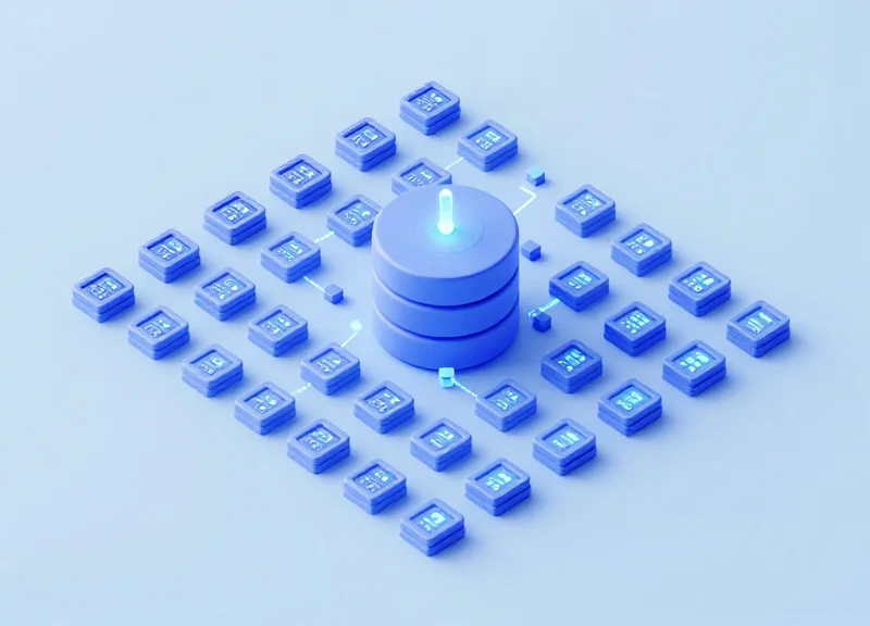 Isometric 3D scene showing data blocks representing ISBNs connecting to digital labels.