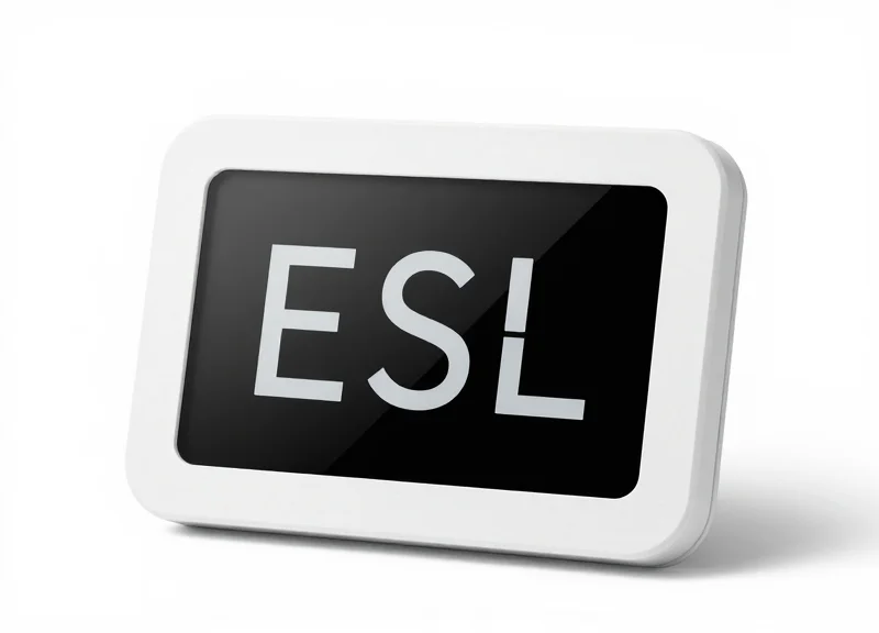 A close-up of a sleek electronic shelf label designed for the horticulture industry.