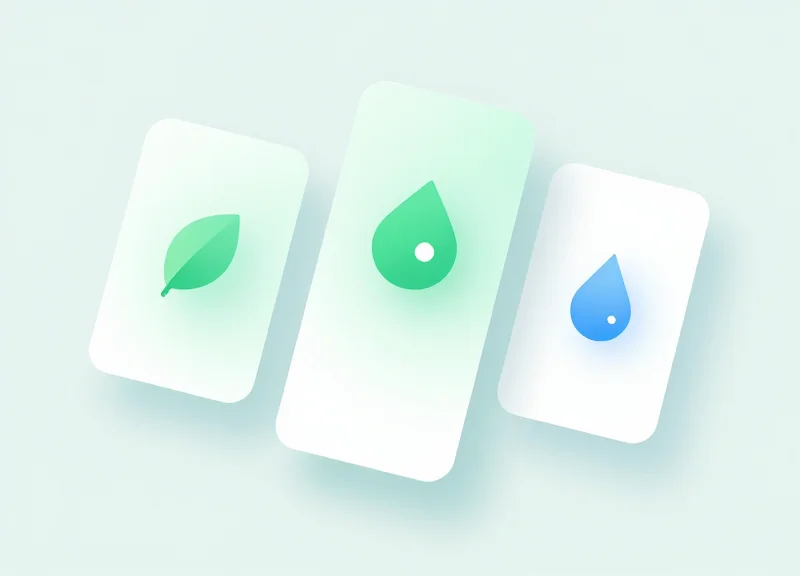An abstract digital interface showing plant care icons and data visualization.