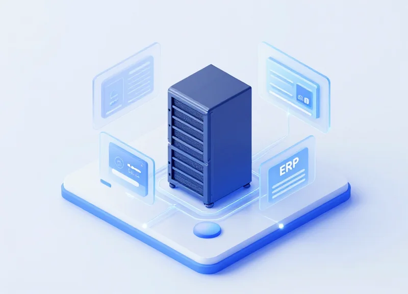 Isometric architecture showing the connection between a central database and retail shelf hardware.