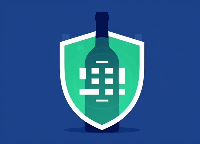 Conceptual illustration of digital security and authentication for wine products