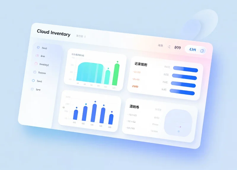Modern inventory management interface with floating data cards and glassmorphism