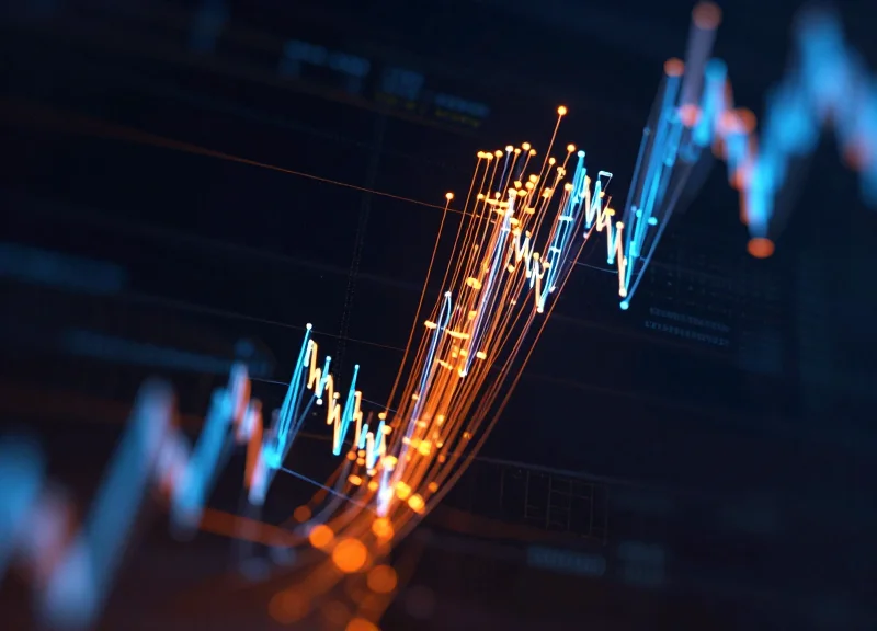 Abstract visualization of dynamic pricing and data trends in retail