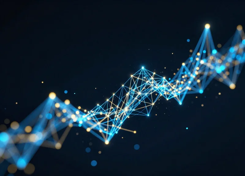 Abstract digital data visualization with glowing nodes and connection lines in a retail theme.