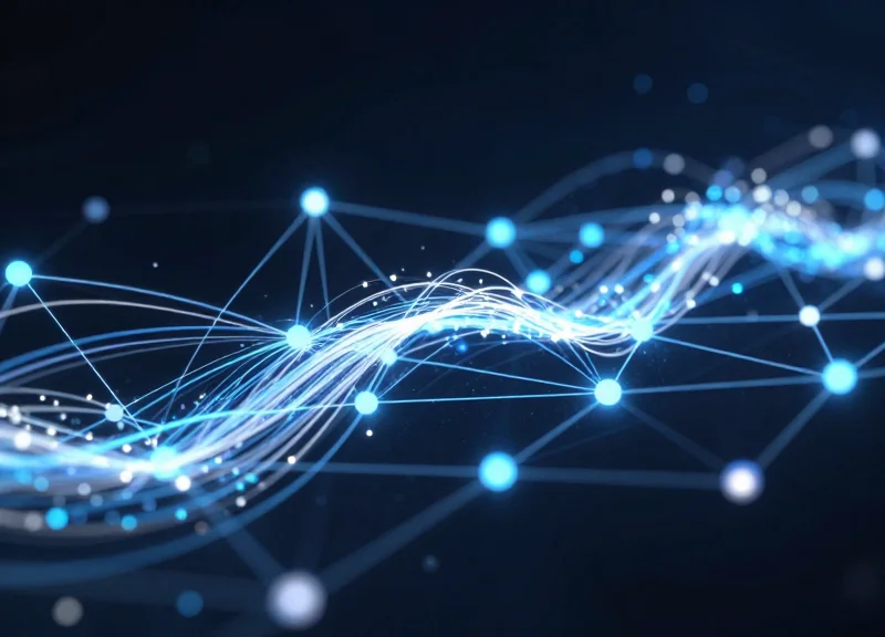 An abstract visualization of a growing network of data nodes representing scalable dealership infrastructure.