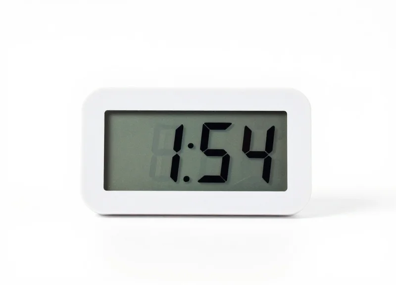 A macro shot of a 1.54-inch miniature electronic shelf label with a clean white casing.