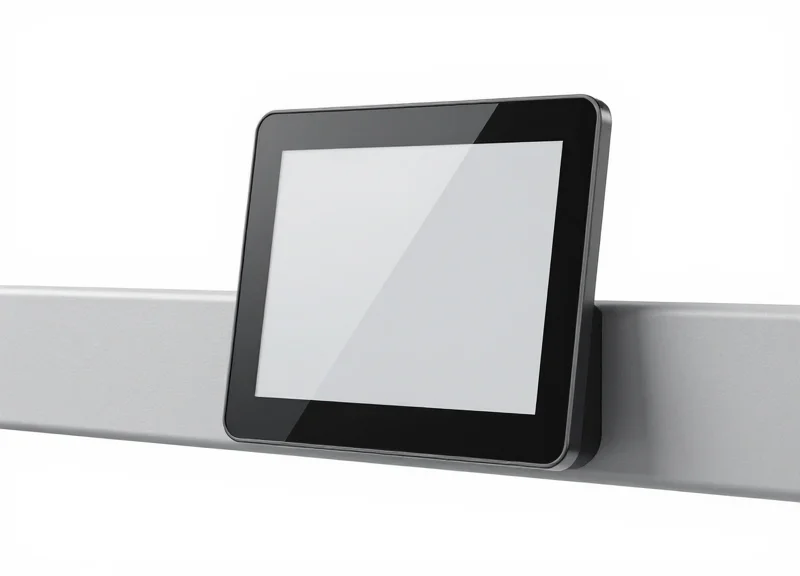 A 2.6-inch electronic shelf label with a crisp e-ink display mounted on a clean shelf edge.