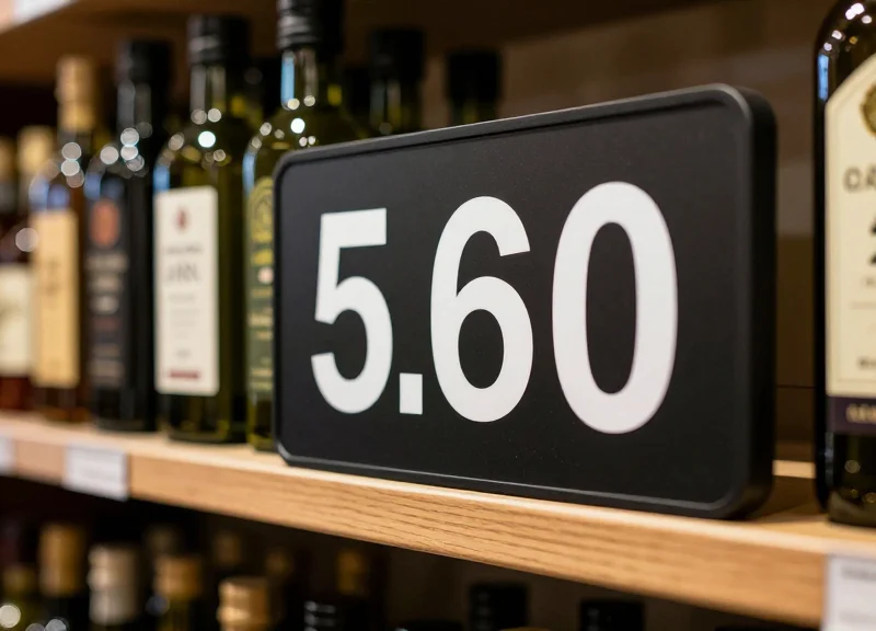 Large 5.8-inch ESLs displayed in a premium supermarket wine section