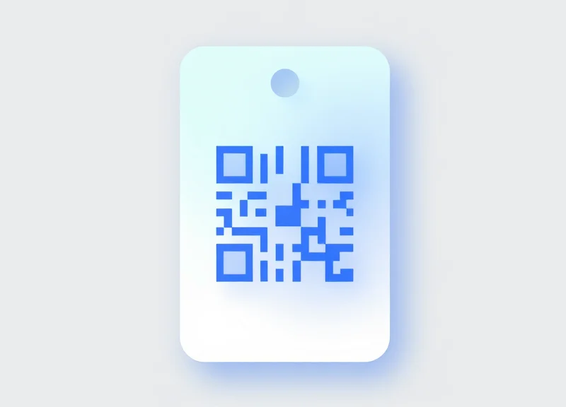 Conceptual layout of information blocks and a QR code on an ESL screen mockup