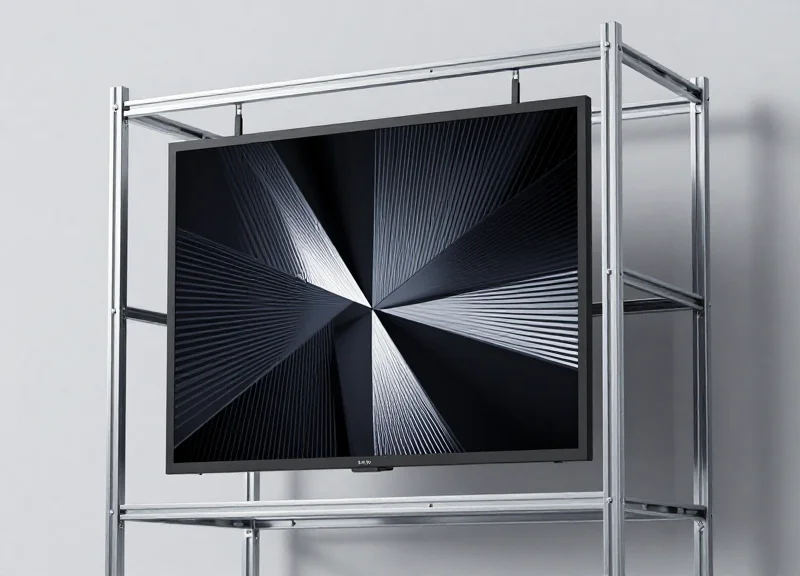 Professional shot of a 10.2-inch industrial digital poster for warehouse inventory.