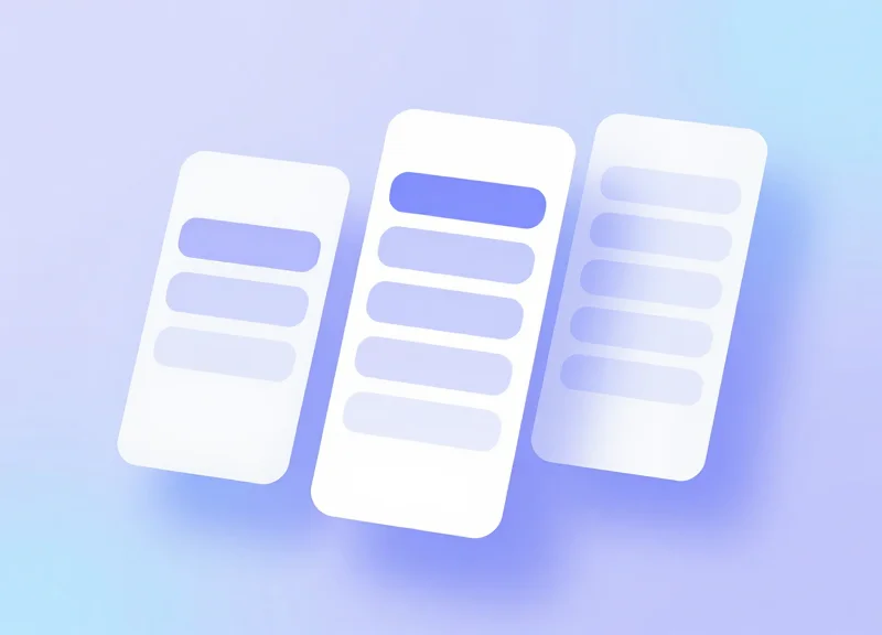 Abstract user interface mockup of a room scheduling dashboard with glassmorphism.