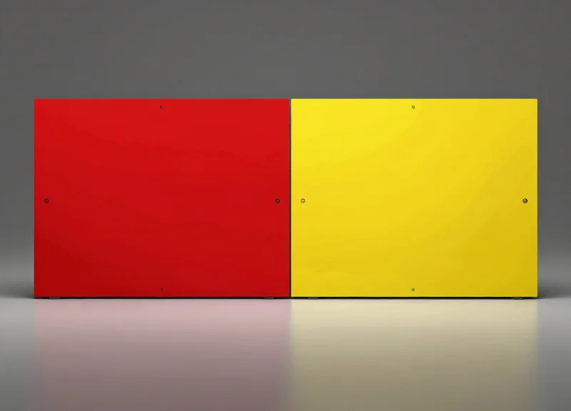 Side by side comparison of red and yellow digital display accents