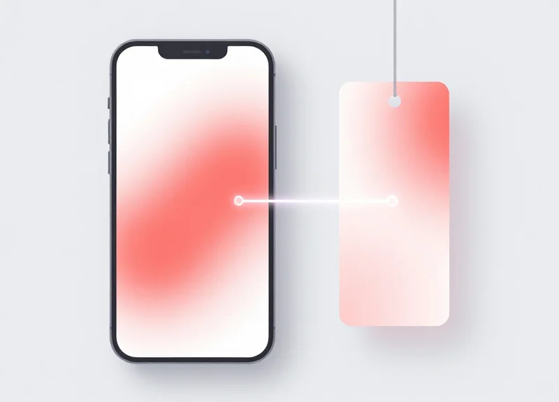 Conceptual interface showing the synchronization between mobile app and store shelf labels.