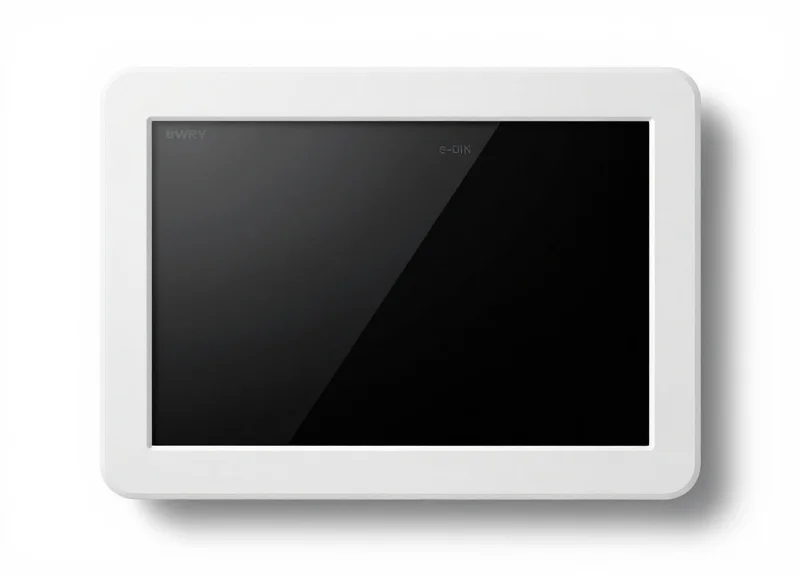A clean, professional studio shot of a BWRY electronic shelf label on a white background.