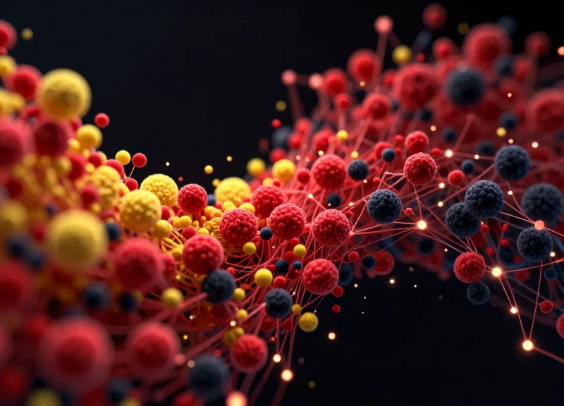 Abstract representation of dithering algorithms as flowing colorful nodes forming a smooth color gradient.