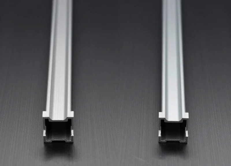 A side-by-side visual comparison showing the scale difference between a standard 15mm rail and a 5mm slim profile.