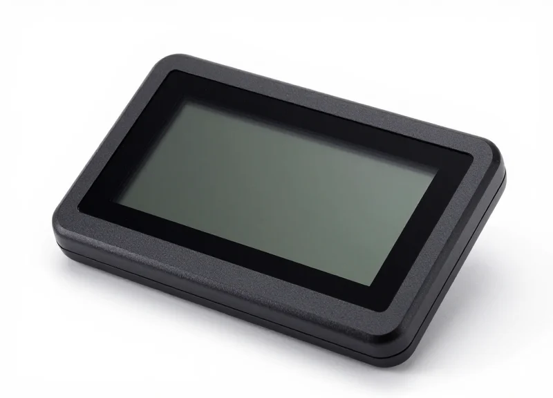 A flexible electronic shelf label showing its curved profile
