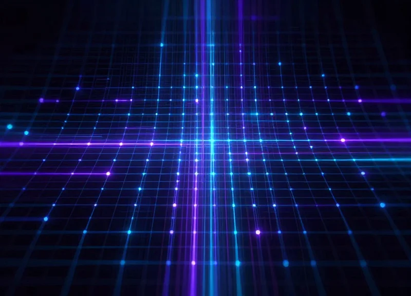 Abstract digital data visualization representing the algorithmic correction of visual distortion on curved surfaces.