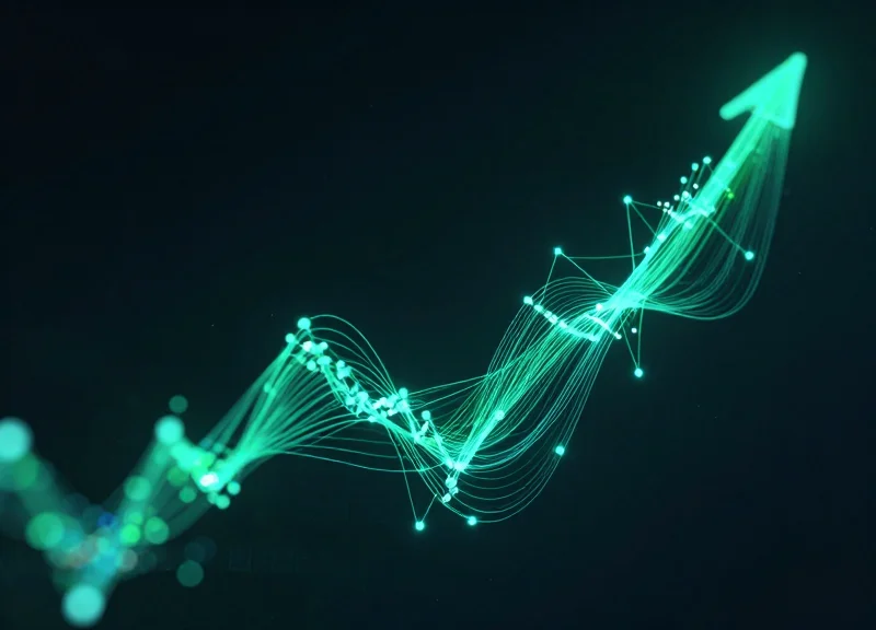Abstract digital visualization of financial growth and return on investment.