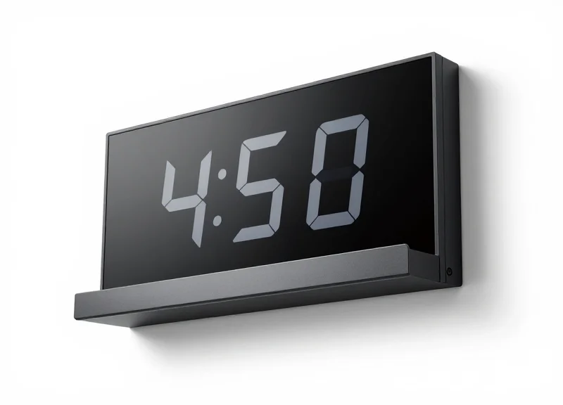 A sleek flush-mount electronic shelf label with a minimalist design