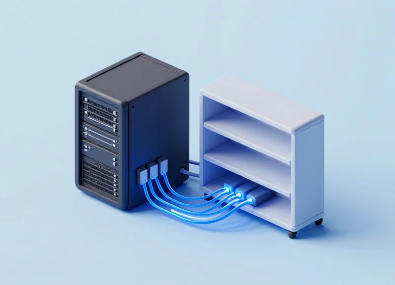 Isometric 3D model showing the connection between ESL units and ASRS software architecture