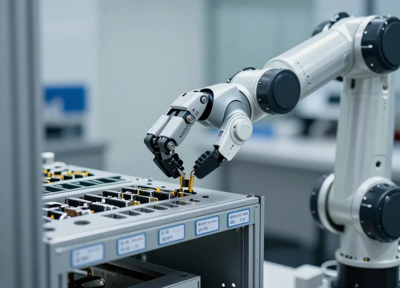 Close-up of a high-precision picking process in an automated warehouse