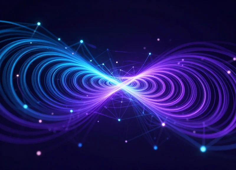 Abstract visualization of wireless data signals and high-speed connectivity waves in a dark blue digital space.