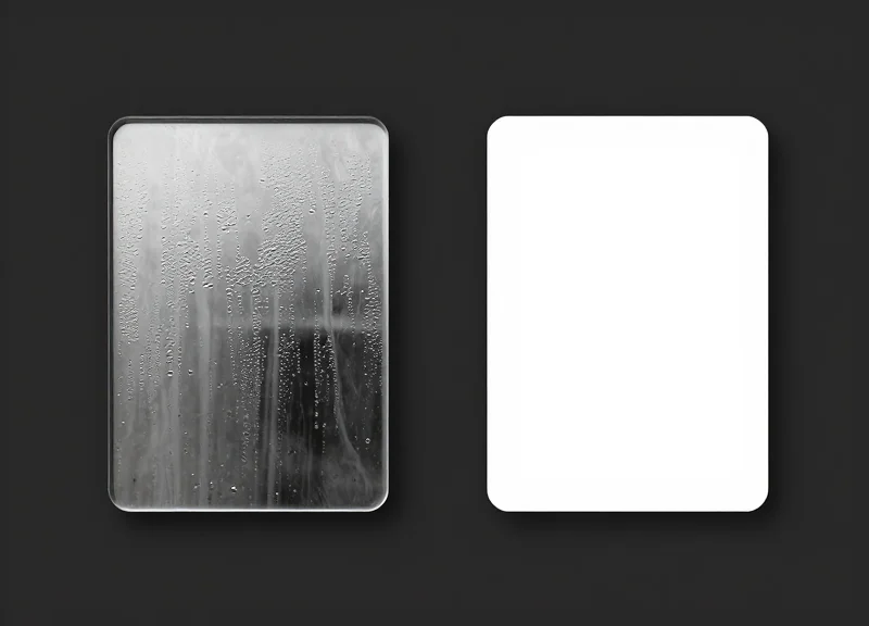 A side-by-side comparison of a fogged digital screen versus a clear waterproof digital screen in a humid environment.