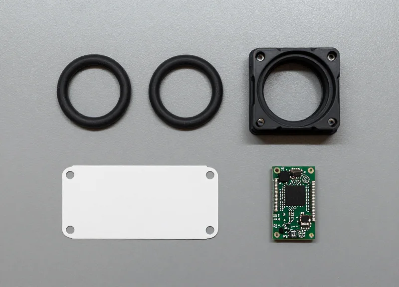 Flat lay of ESL internal sealing components including double-O-rings and ultrasonic welded casing