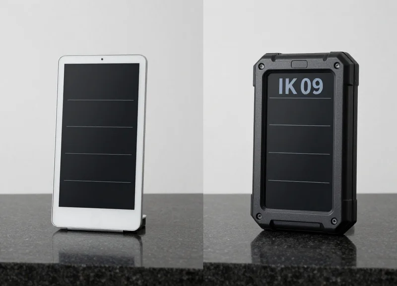 Comparison between a standard thin ESL and a thick ruggedized ESL side by side.