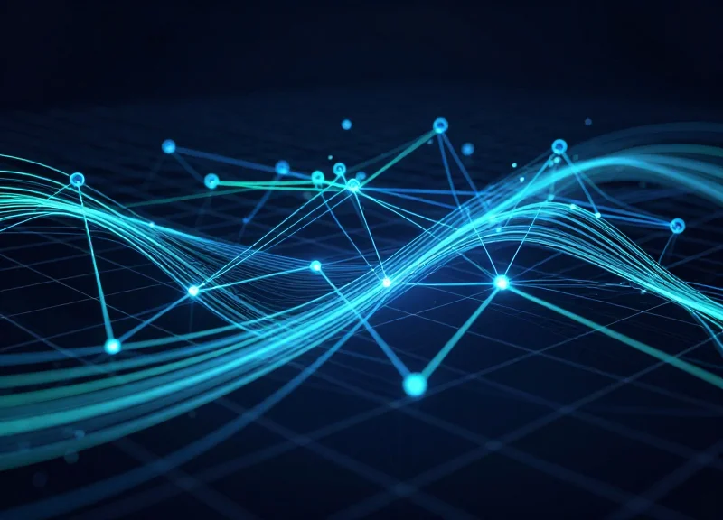Abstract digital nodes and data streams representing future retail infrastructure connectivity.