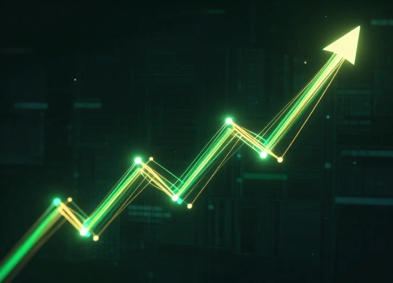 Upward trending light trails representing high ROI and competitive growth