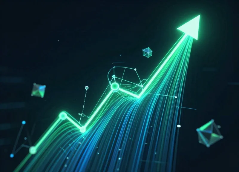 Conceptual 3D visualization of financial growth and ROI in medical technology.